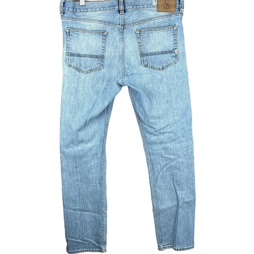 Element Desoto Jeans Mens 32x32 Light Wash Slim Straight Y2K Distressed Denim